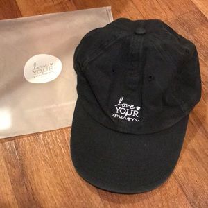 Distressed black love your melon cap